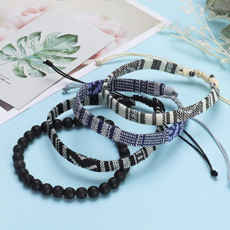 Mannikesi Beach Bracelet Set for Men and Women, Surfer Men Bracelet, Braided Boho Summer Bracelets Adjustable Men's Bracelet Handmade Women Bracelet String Rope Ankle Bracelets Birthday Gift - Image 5